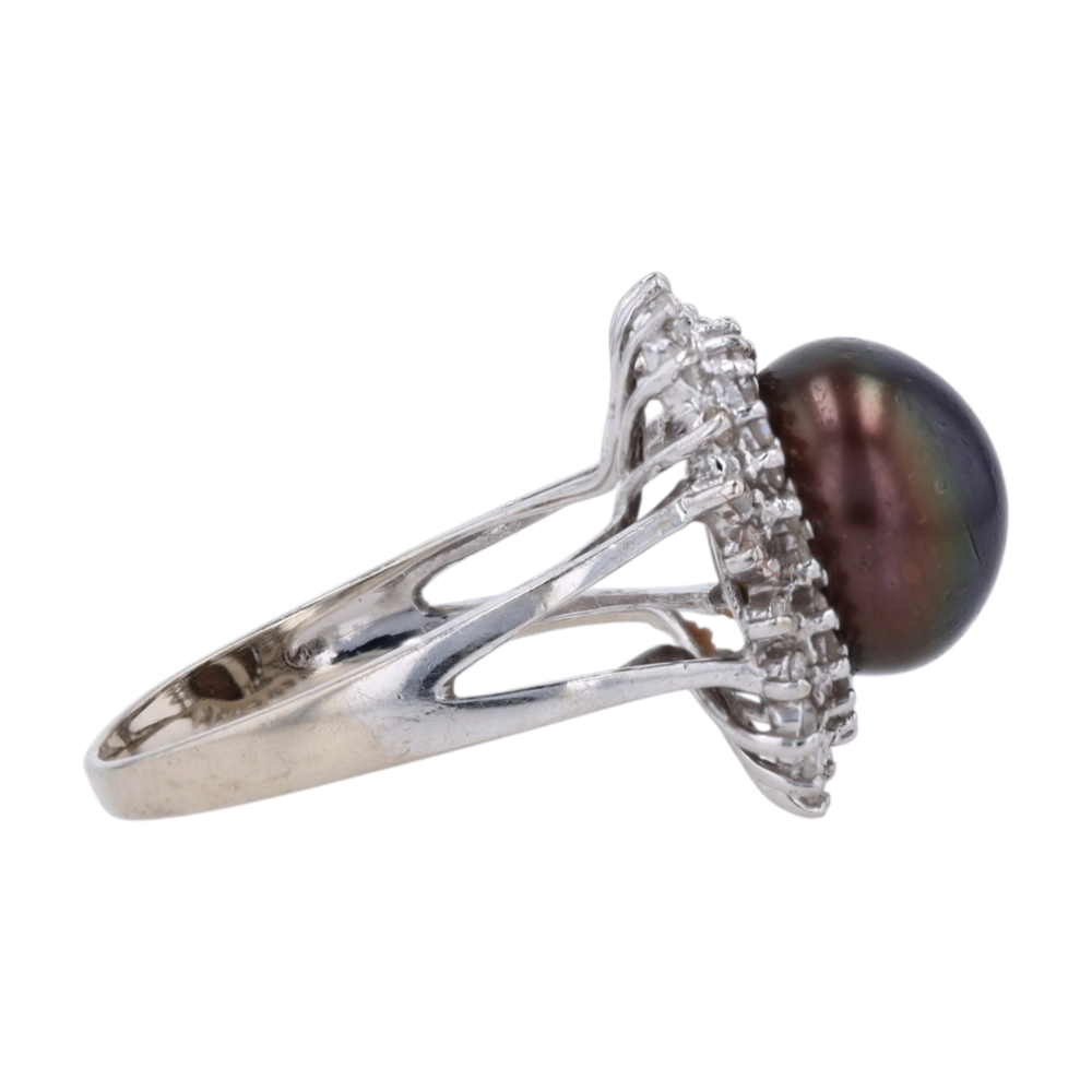 14K White Gold Cultured Pearl Fashion Ring