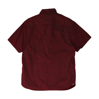 Burgundy Polka Dot Short Sleeve Button Down