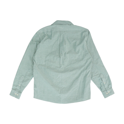 Green Solid Long Sleeve Button Down