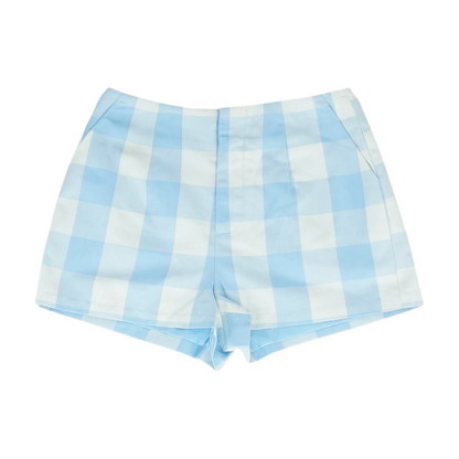 Blue Check Chino Shorts