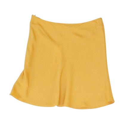 Orange Solid Midi Skirt