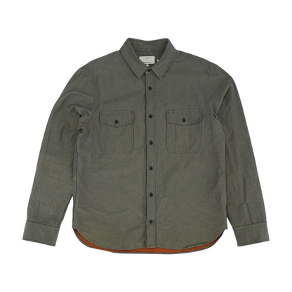 Gray Solid Long Sleeve Button Down