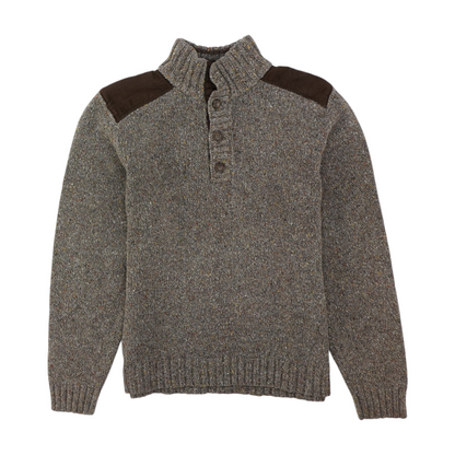 Brown Color Block Pullover Sweater