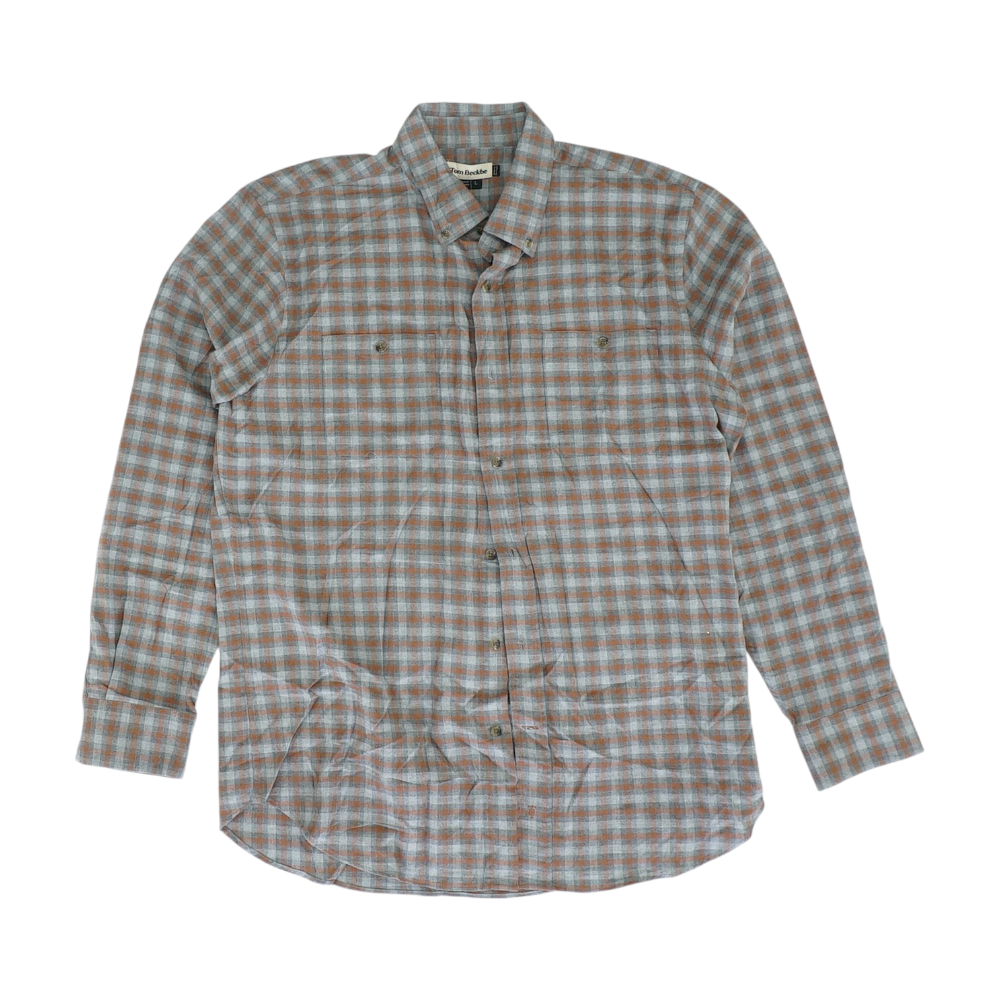 Gray Plaid Flannel Button Down