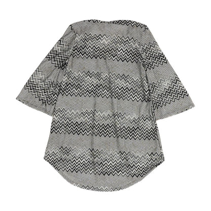 Black Chevron V Neck Knit Top