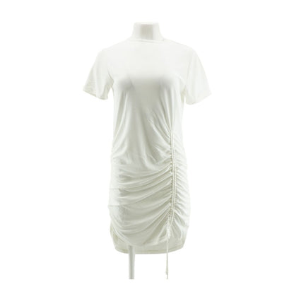 White Solid Midi Dress