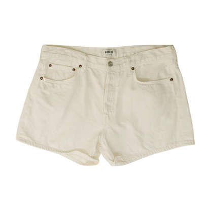 White Solid Denim Shorts