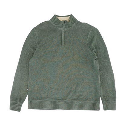 Green Solid 1/4 Zip Sweater