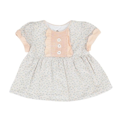 Peach Floral Short Sleeve Blouse
