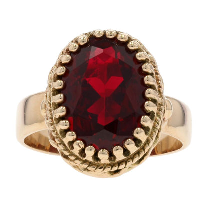 10K Gold Oval Red Stone Cocktail Ring