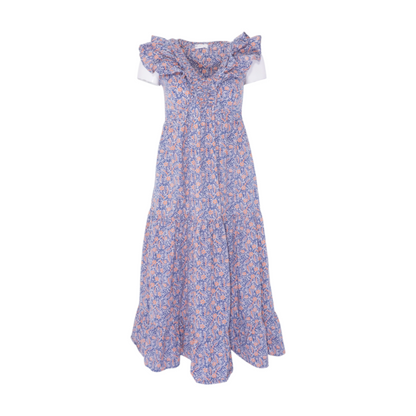 Blue Floral Midi Dress