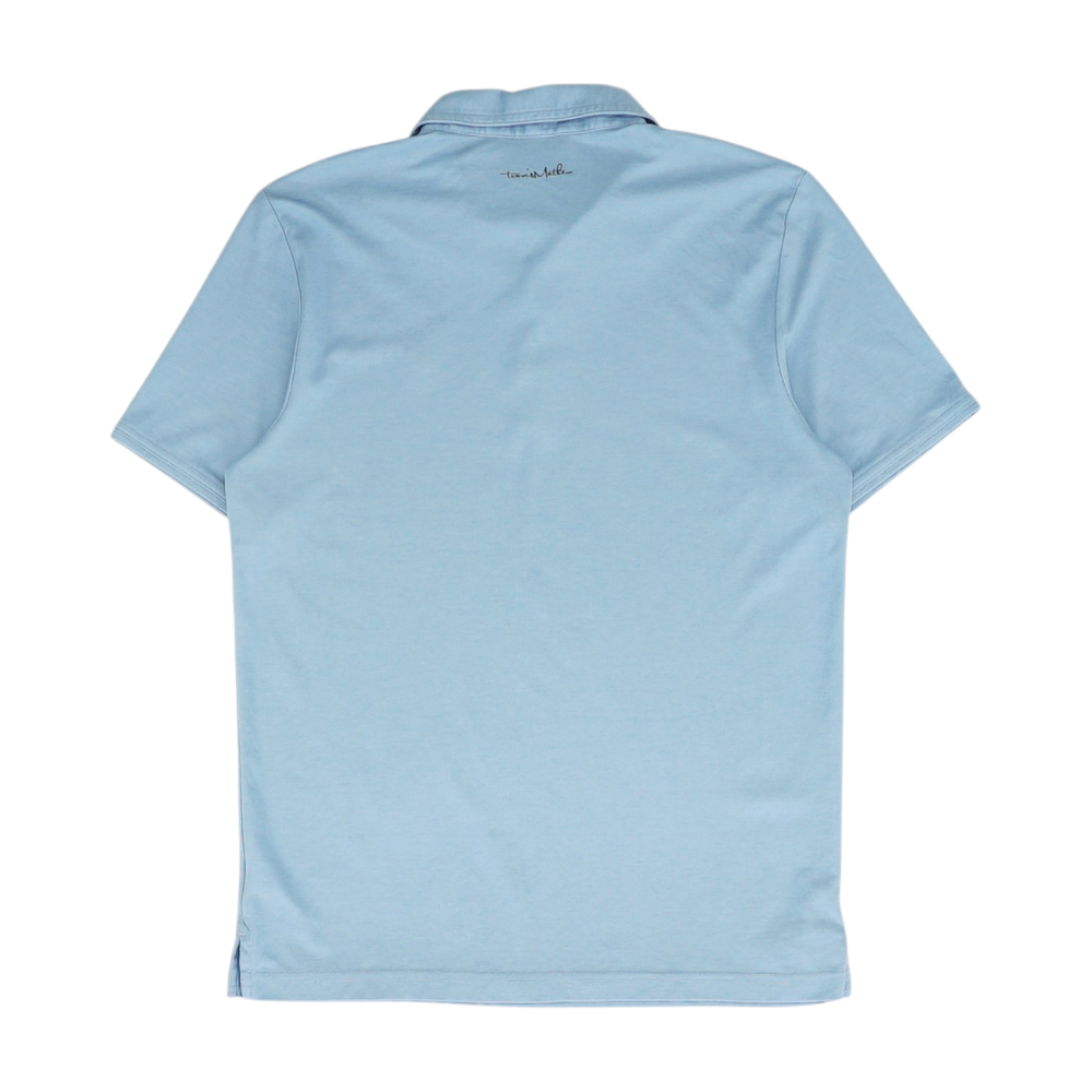 Blue Solid Short Sleeve Polo