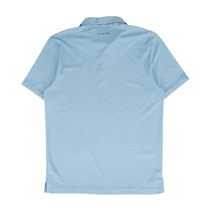 Blue Solid Short Sleeve Polo