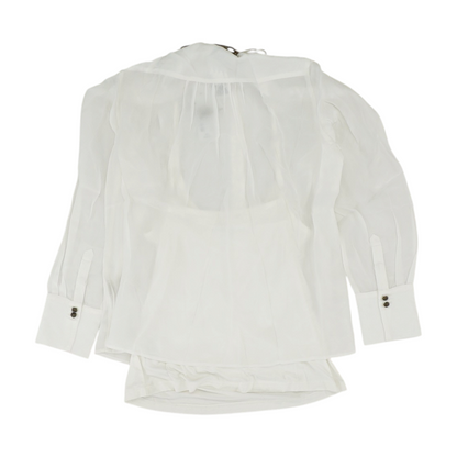 White Petite Print Button Down
