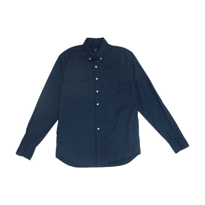 Navy Tall Polka Dot Long Sleeve Button Down