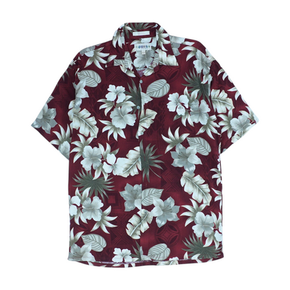 Red Floral Short Sleeve Button Down