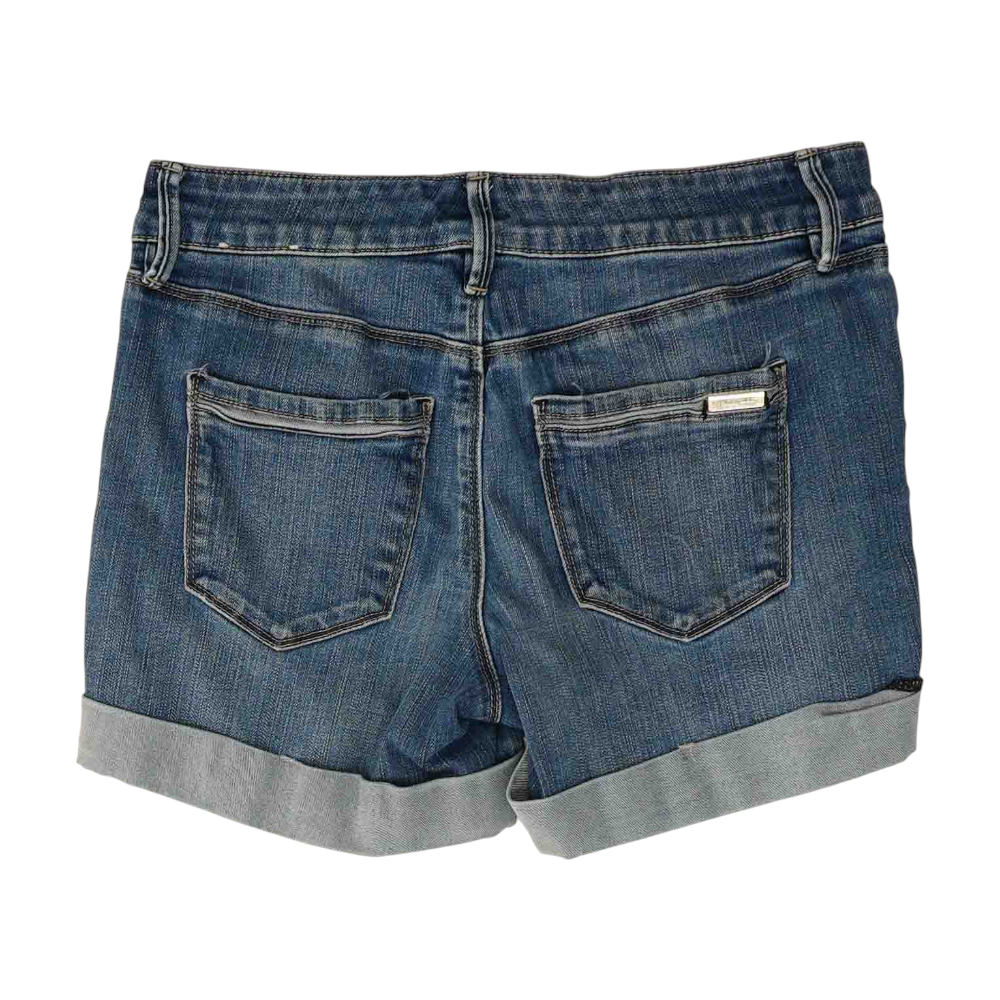Blue Solid Denim Shorts