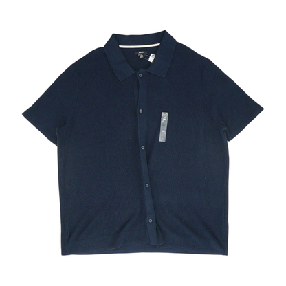 Navy Solid Short Sleeve Button Down