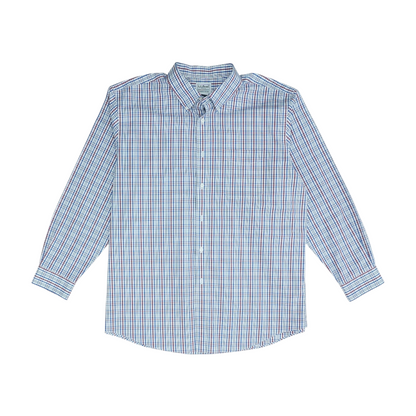 Navy Plaid Long Sleeve Button Down