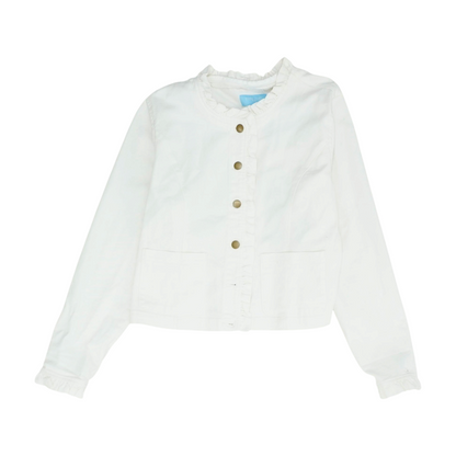 White Solid Denim Jacket