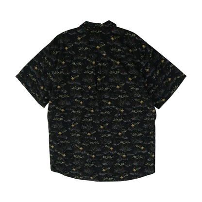 Black Graphic Short Sleeve Button Down