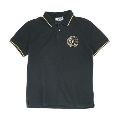 Black Solid Short Sleeve Polo