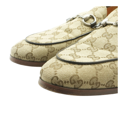 Beige and Ebony GG Canvas Horsebit Loafers