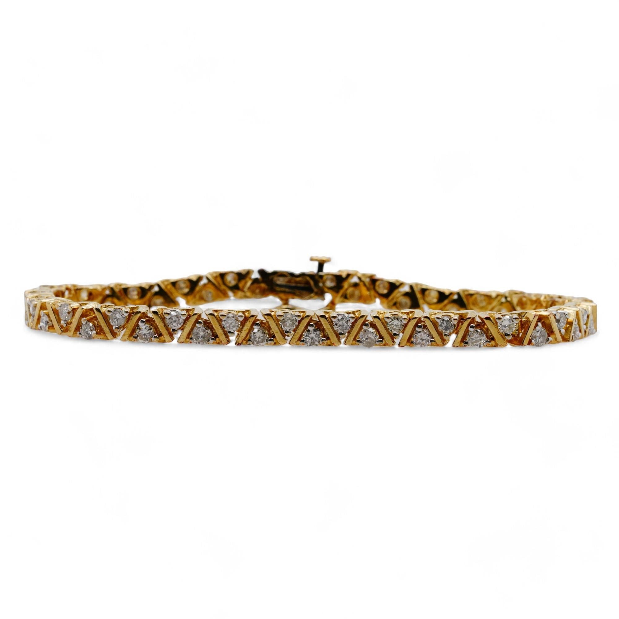 14K Gold Diagonal Bars With Round Diamonds Link Bracelet – Unclaimed ...