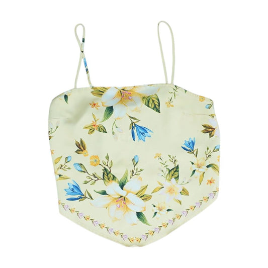 Yellow Floral Cropped Blouse