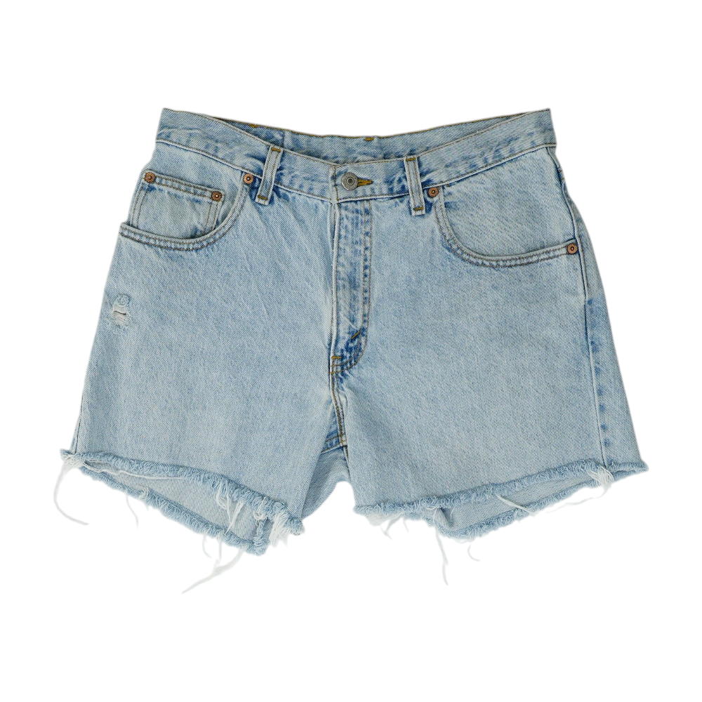 Blue Solid Denim Shorts
