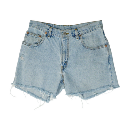 Blue Solid Denim Shorts