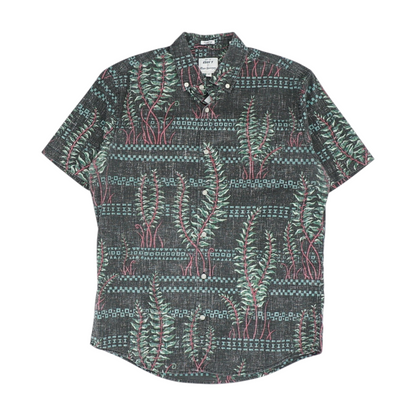 Black Print Short Sleeve Button Down