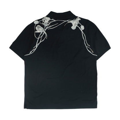 Black Floral Short Sleeve Polo