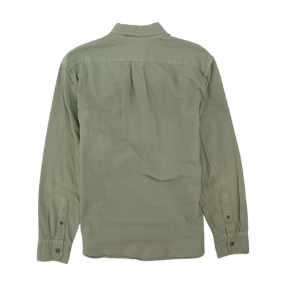 Green Solid Long Sleeve Button Down