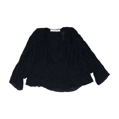 Black Solid Long Sleeve Blouse