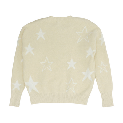 Beige Graphic Pullover Sweater