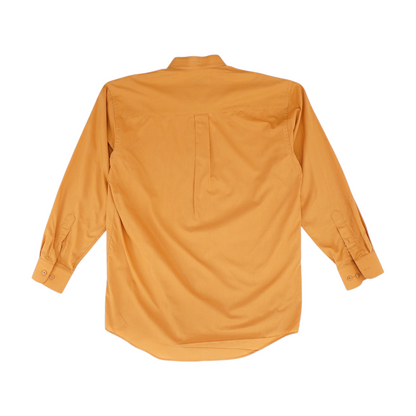 Orange Solid Long Sleeve Button Down