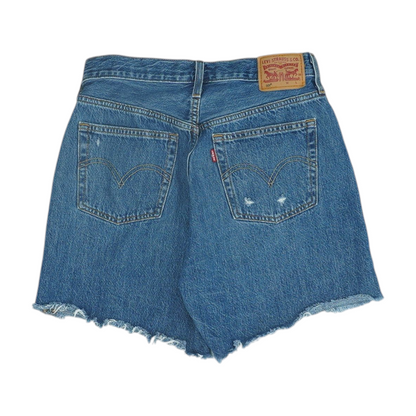 Blue Solid Denim Shorts