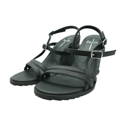 Black Wedged Sandals