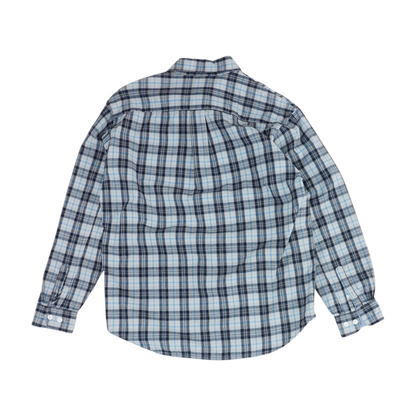 Navy Plaid Long Sleeve Button Down