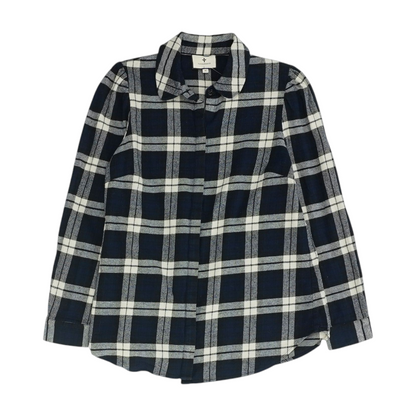 Navy Plaid Flannel Button Down