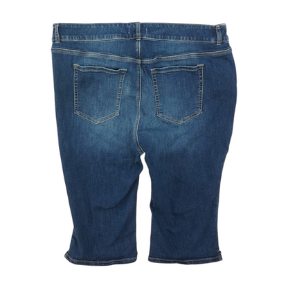 Blue Solid Denim Capris