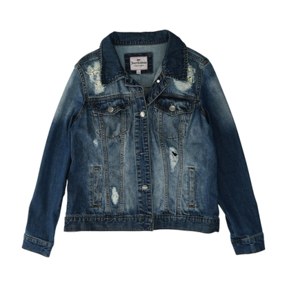 Blue Solid Denim Jacket