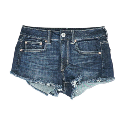 Blue Solid Denim Shorts
