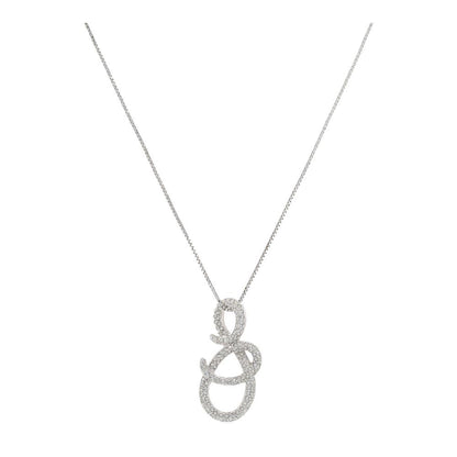 Silver Tone Crystal Studded Abstract Pendant Necklace