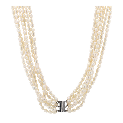 Sterling Silver Cultured Pearl Beaded Necklace