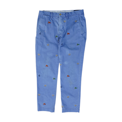 Blue Graphic Straight Pants