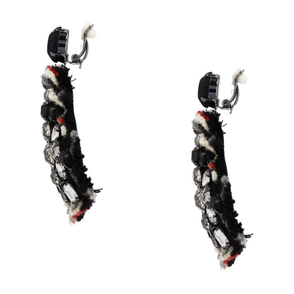 Hand Embroidered Clip-On Drop Earrings