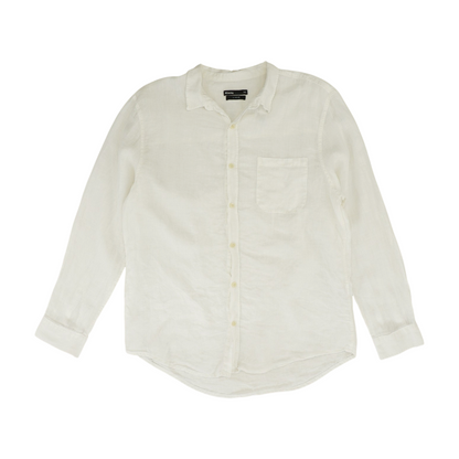 White Solid Long Sleeve Button Down