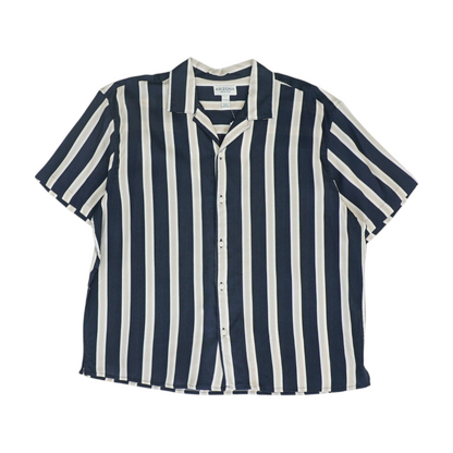 Navy Striped Short Sleeve Button Down